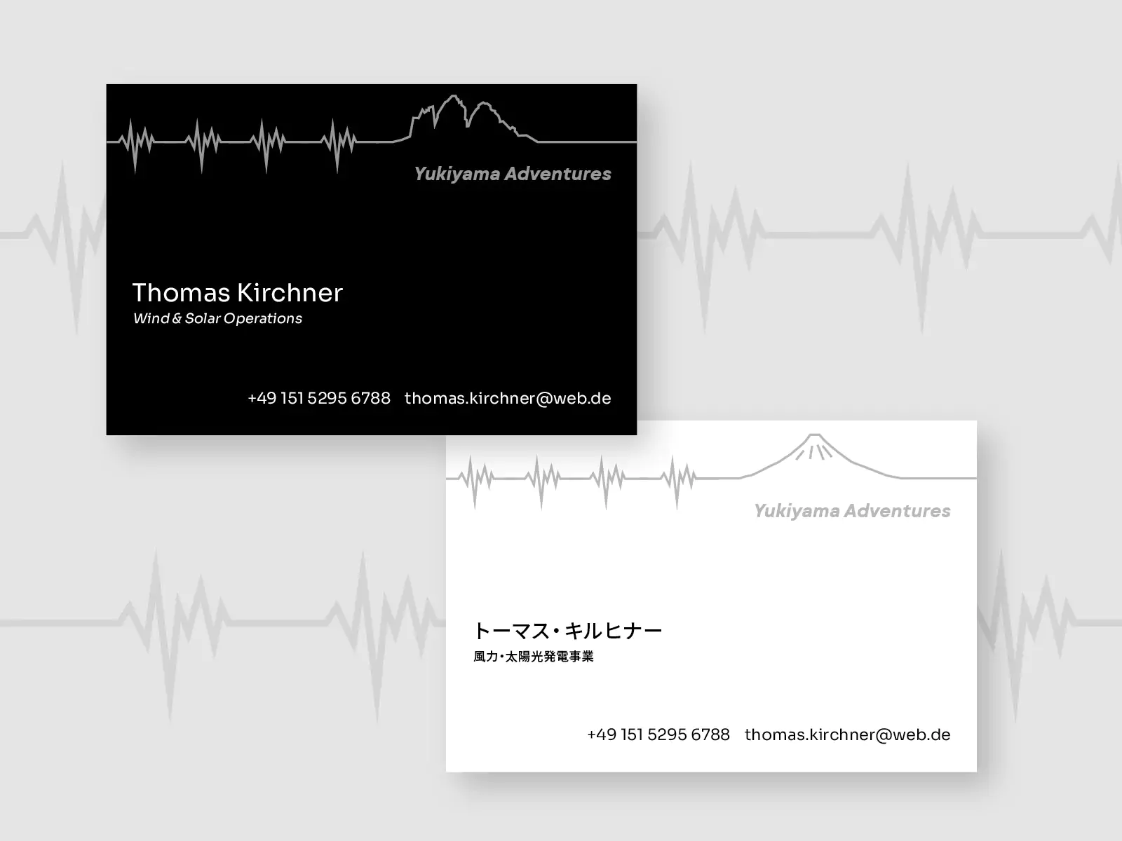 individuelle Visitenkarte-Gestaltung Deutsch-Japanisch, Motiv Berge