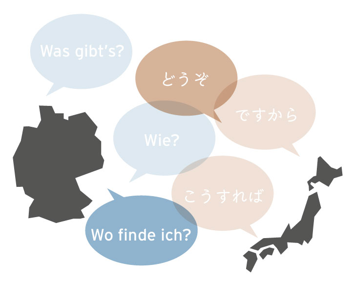 Vektorgrafik-Design: Japanisch-Deutsch-Kommunikation